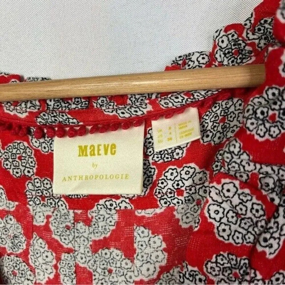 Anthropologie Maeve Rayna Red Floral Sleeveless Blouse 4 - Picture 5 of 6